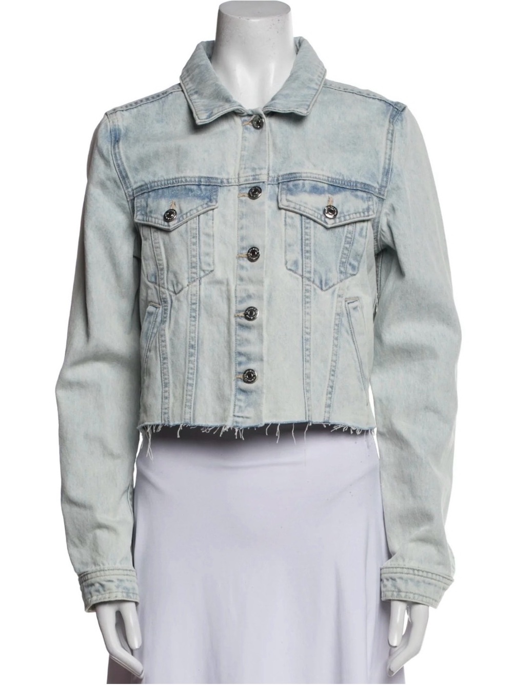 Veronica Beard Cropped Light Wash Denim Jacket - Pale Blue Medium